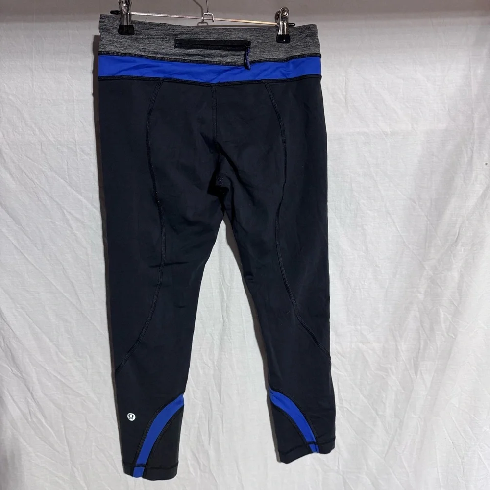 Lululemon Run Inspire crop black blue Size 6 - Picture 6 of 6